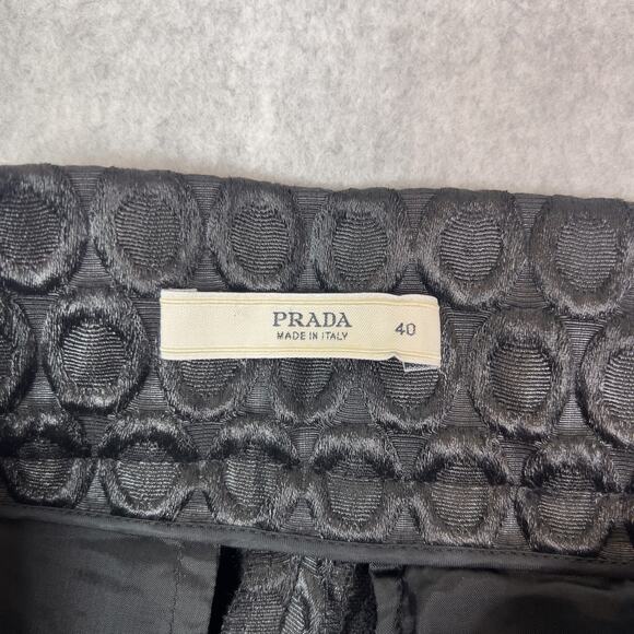 VTG Prada Black Circular Texture High Rise Trouser Pants Size 40 - Picture 9 of 10